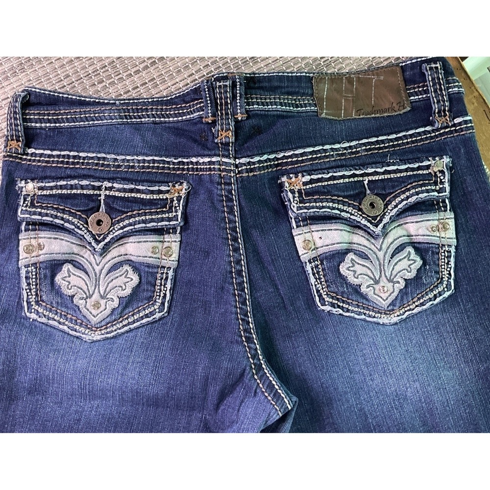 Trademark H Iconic Slim Boot Jeans Dark Wash Embroidered Pockets Sz 13/14 34/33